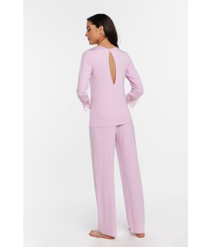 Pijama set mujer color negro manga y escote